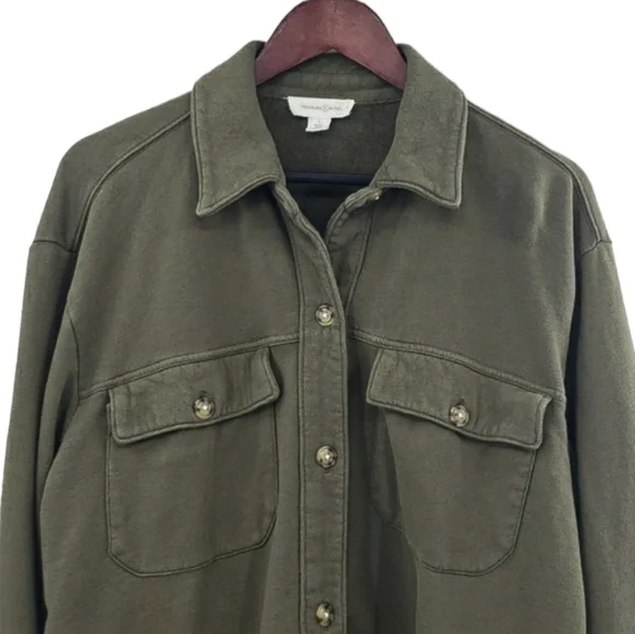 Treasure & Bond Dark Green Button Down Shacket - Picture 3 of 9
